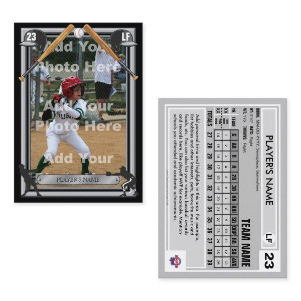 Baseball Trading Card Black Frt - Custom Stats