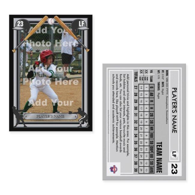 Baseball Trading Card Black Frt - Custom Stats