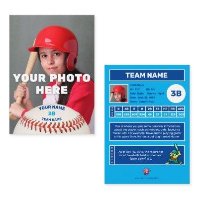 Baseball Trading Card Blue Back - Custom Stats