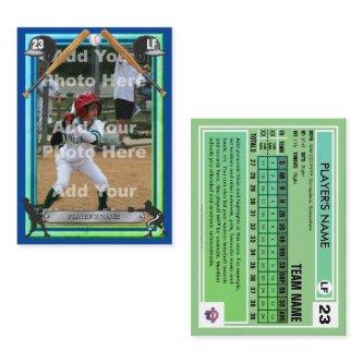 Baseball Trading Card Blue/Grn Frt - Custom Stats