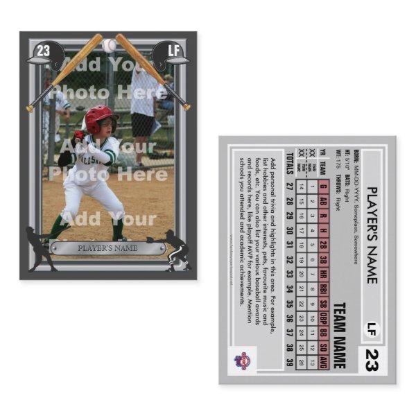 Baseball Trading Card Dark Grey Frt - Custom Stats