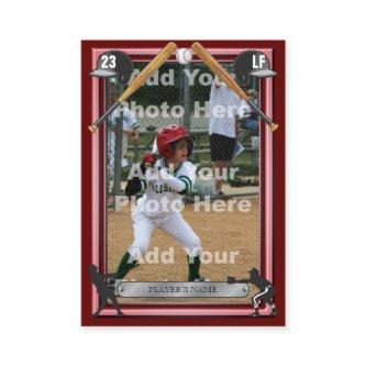 Baseball Trading Card Dk Red/Red - Custom Stats