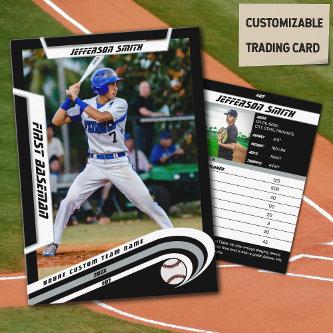 Baseball Trading Card in Lively Silver Black