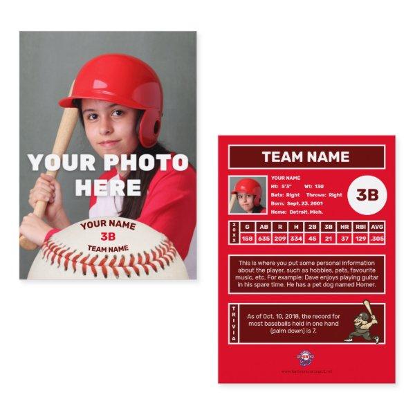 Baseball Trading Card Red Back - Custom Stats