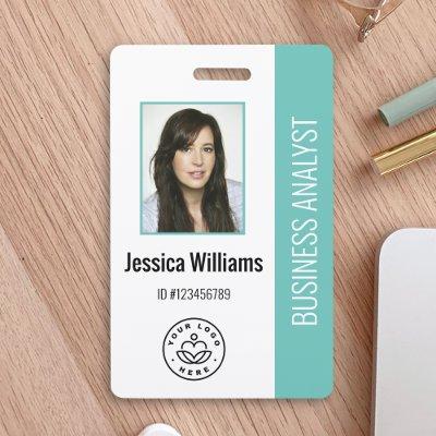 Basic Company Logo Photo Teal Employee ID  Badge