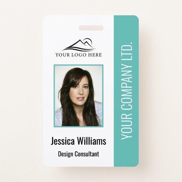 Basic Company Logo Photo Teal Employee Security Badge