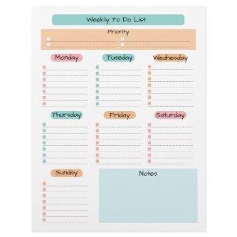 Basic Task List Editable Tear Away Daily Planner Letterhead