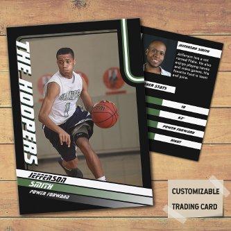 Basketball Player Custom Black Trading Card Green