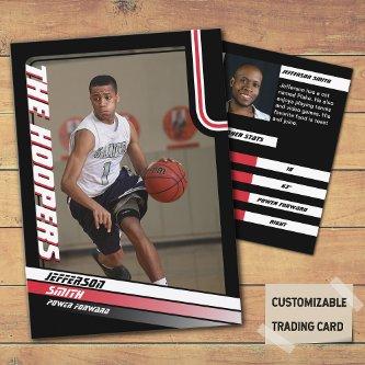 Basketball Player Custom Black Trading Card Red