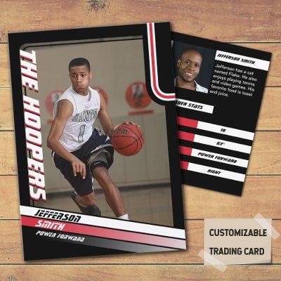 Basketball Player Custom Black Trading Card Red