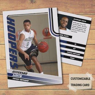 Basketball Player Custom Trading Card Black Blue