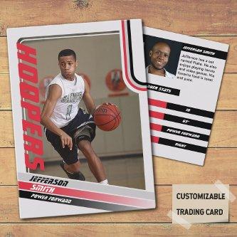 Basketball Player Custom Trading Card In Black Red