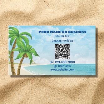 Beach and Palm Trees | QR Code Tropical