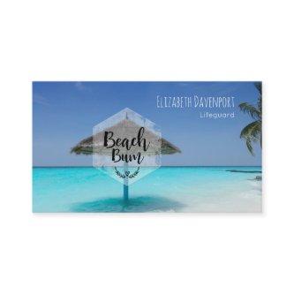 Beach Bum with Thatched Beach Umbrella