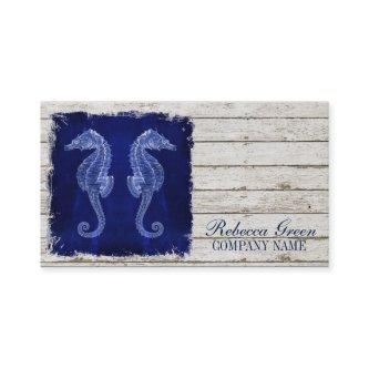 beach chic drift wood nautical blue seahorse