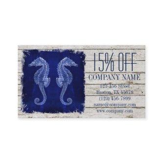 beach chic drift wood nautical blue seahorse