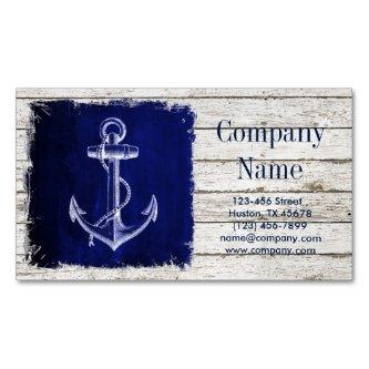 beach chic wood nautical navy blue anchor  magnet