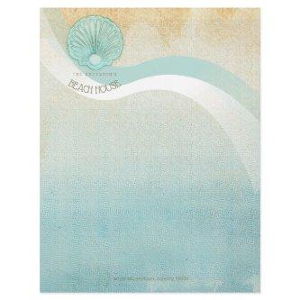 Beach House Clam Shell Aqua Blue ID623 Letterhead