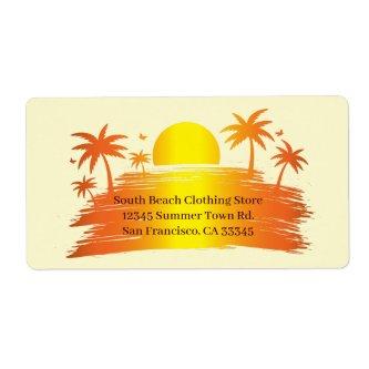 Beach Palm Tree Sunset Tropical Personal Business Label