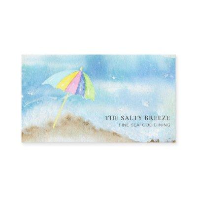 *~* Beach Sand Umbrella Watercolor Sea Ocean QR