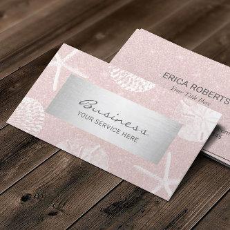 Beach Seashells Elegant Blush Pink Glitter