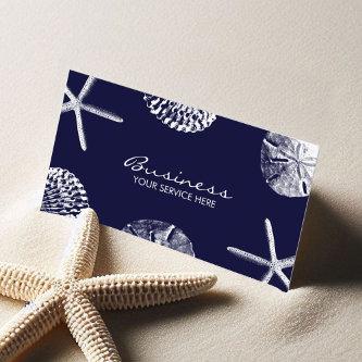 Beach Theme Seashells Elegant Navy Blue