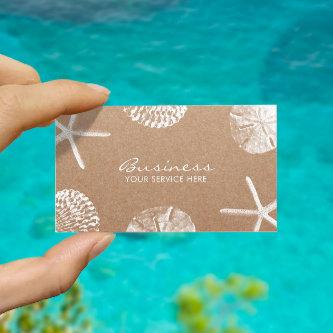 Beach Theme Starfish & Seashells Rustic Kraft