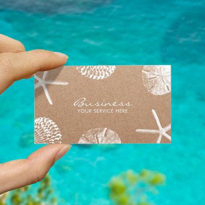Beach Theme Starfish & Seashells Rustic Kraft