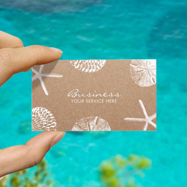 Beach Theme Starfish & Seashells Rustic Kraft