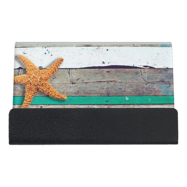 Beach Theme Starfish Wedding Rustic Desk  Holder