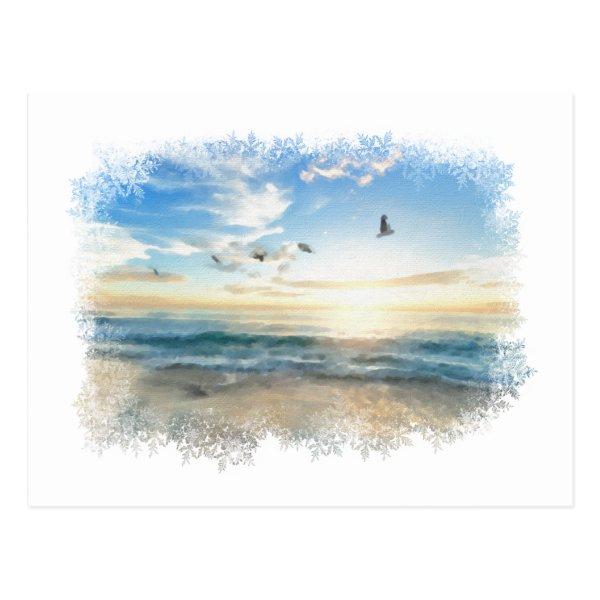 *~* Beach Waves Sunset Sunrise Sunset  AR7 Postcard