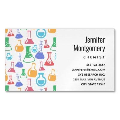 Beakers and Flasks Fun Science Pattern  Magnet