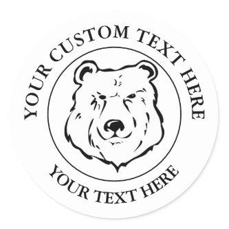 Bear Custom Text Classic Icon Logo 1 1/2" Classic Round Sticker