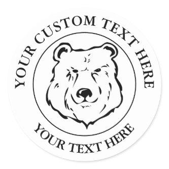 Bear Custom Text Classic Icon Logo 1 1/2" Classic Round Sticker