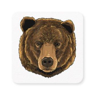 Bear Shirt Grizzly Bear Face Zoo Wild Animal Bear  Square