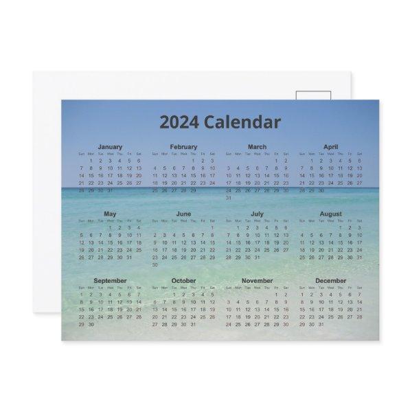 Beautiful Beach Photograph 2024 Monthly Calendar Postcard