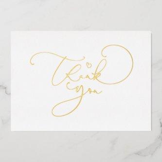 Beautiful Cute Script Calligraphy Thank You Foil Invitation