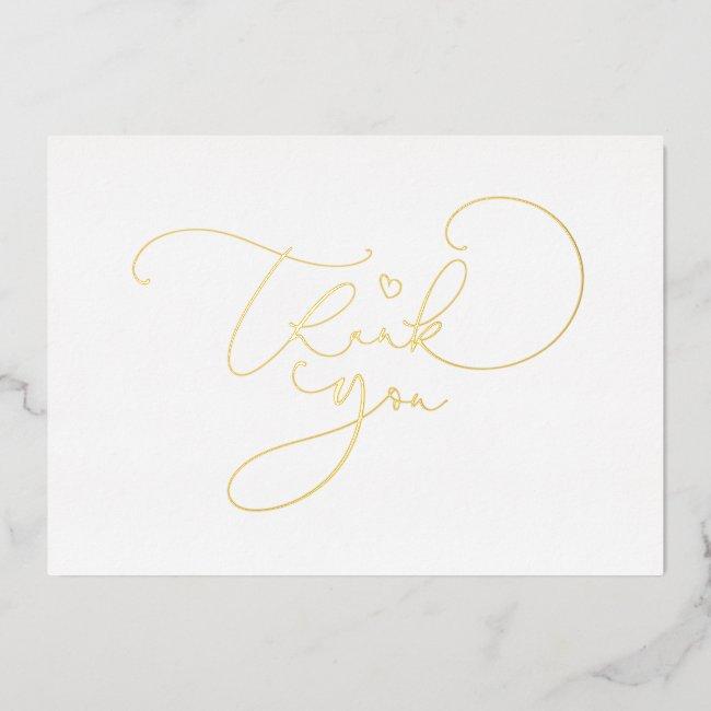 Beautiful Cute Script Calligraphy Thank You Foil Invitation