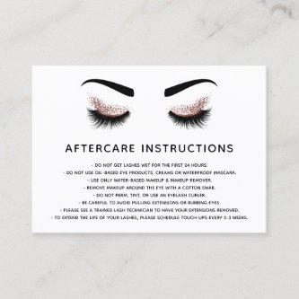 Beautiful  Eye Rose Gold glitter lashes Aftercare Referral Card