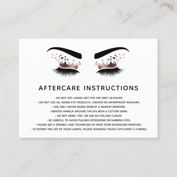 Beautiful  Eye with Gold Crown long lash Aftercare Referral Card