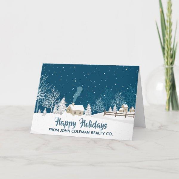Beautiful Happy Holidays Winter Corporate Business Holiday Card