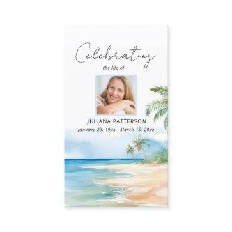 Beautiful Ocean Beach Photo Funeral Prayer Card