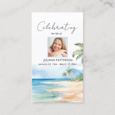 Beautiful Ocean Beach Photo Funeral Prayer Card