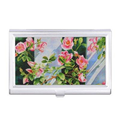 Beautiful pink roses, red roses, watercolor floral case for