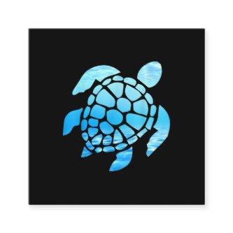 Beautiful Sea Turtle Silhouette Seen From Undersea Square