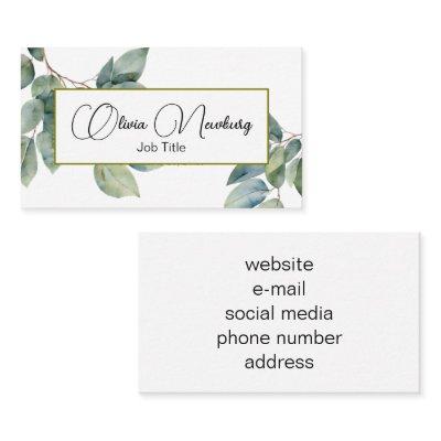 Beautiful soft green teal botanical calligraphy