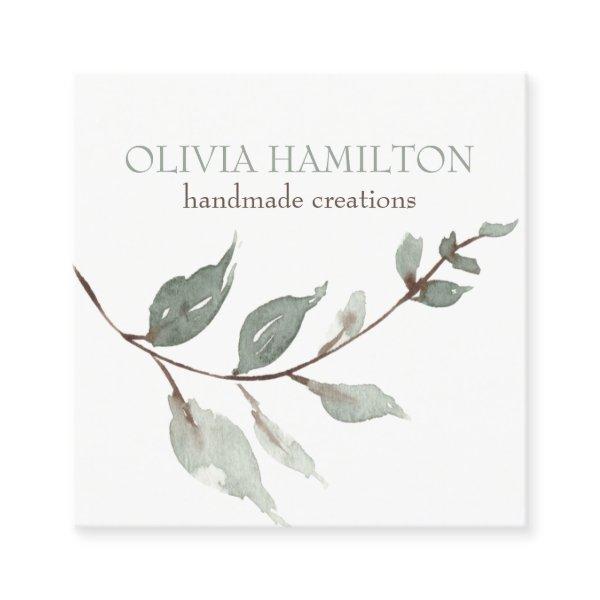 Beautiful Soft Watercolour Sage Green Foliage Calling Card