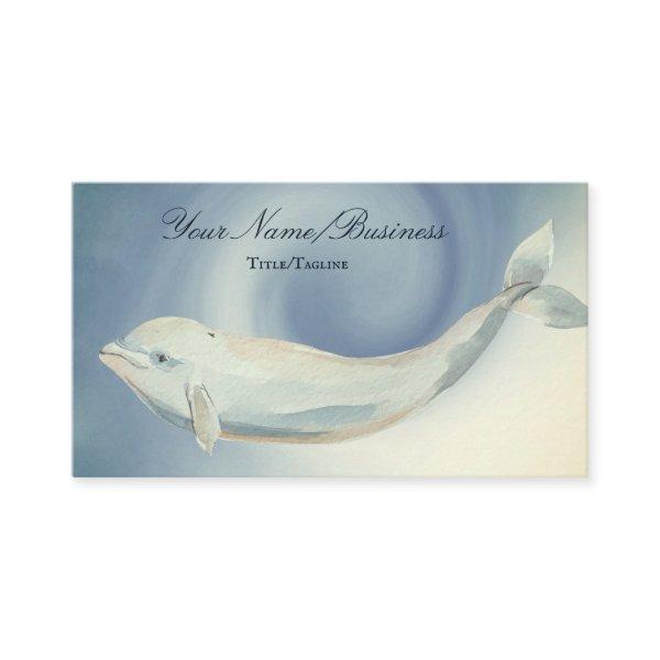 Beautiful Watercolor Beluga Whale Ocean Beach