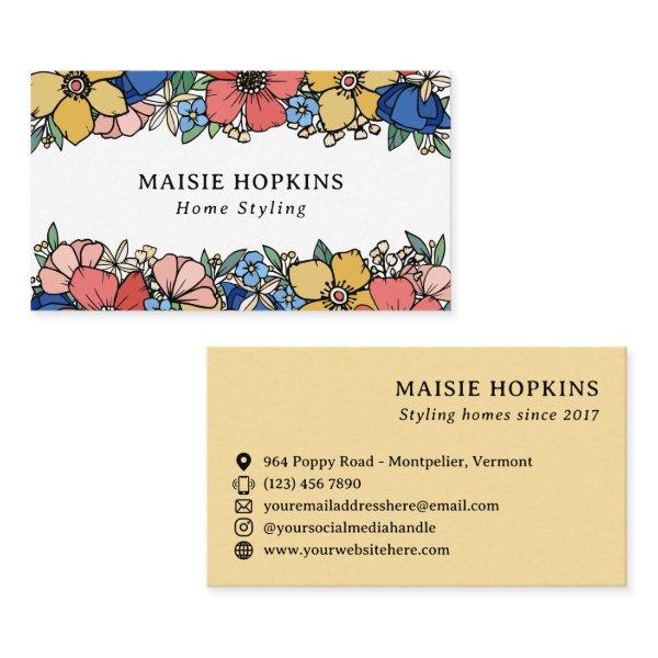 Beautiful Yellow Blue Coral Florals