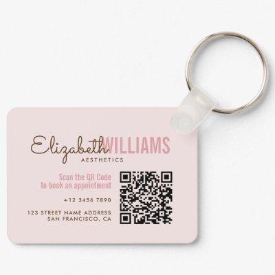 Beauty Aesthetics Business & Loyalty Card QR Code Keychain